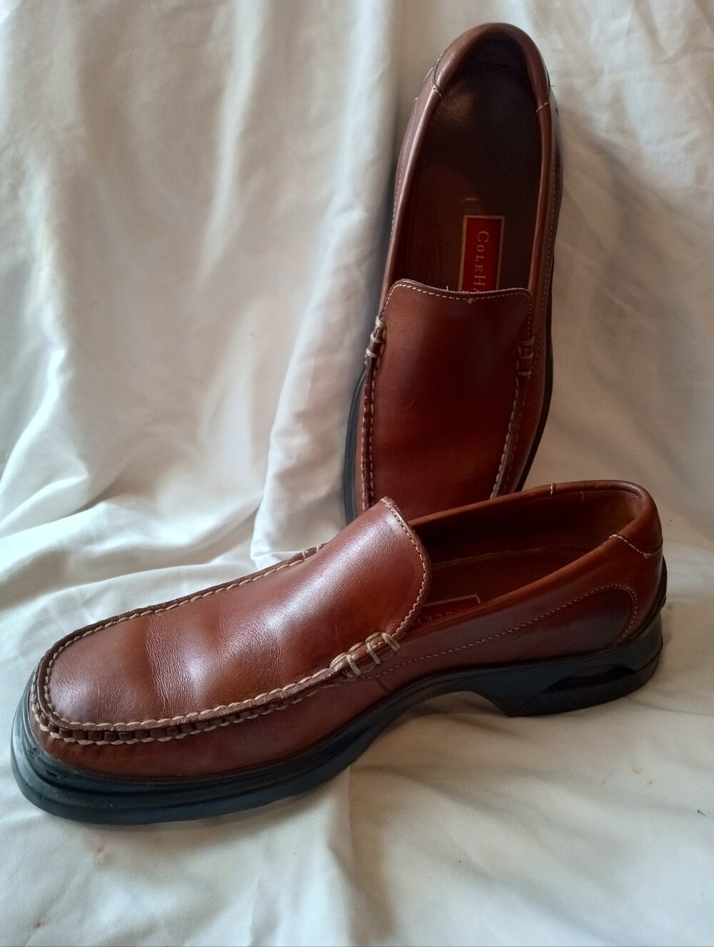 8M Cole Haan/Nike-Air Men’s Chestnut Brown Leather Slip-On Loafers